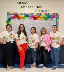 Picture of the third grade teachers, Mrs. Duarte, Mrs. Dicks, Mrs. Mullins, Mrs. Esparza, and Mrs. Miller