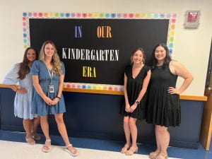 Picture of the Kindergarten teachers, Mrs. Harris, Ms. Rollins, Ms. Thompson, and Mrs. McGowan